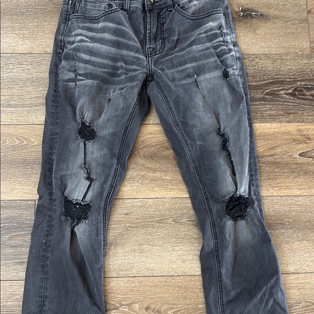 Black Washed Distressed Jeans - Picture 6 of 8